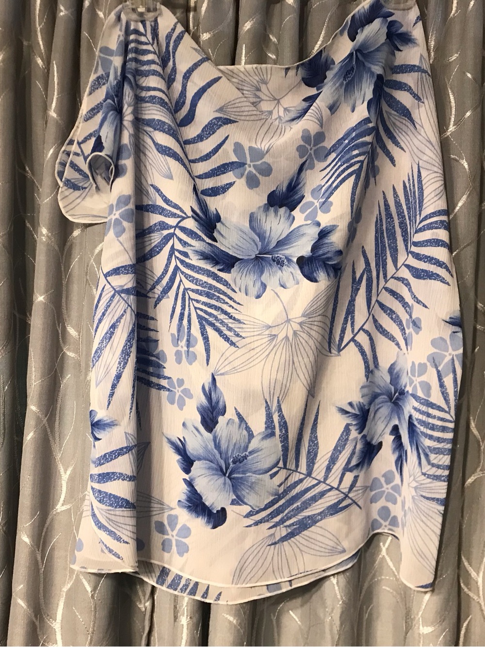 Blue Floral Beach Swimsuit Sarong Cover-up
